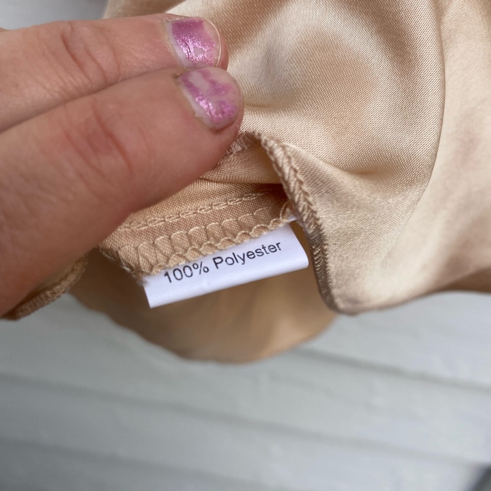 Silk Satin Sleepwear Set in Silky Soft Gold Tank and Shorts - Picture 6 of 8